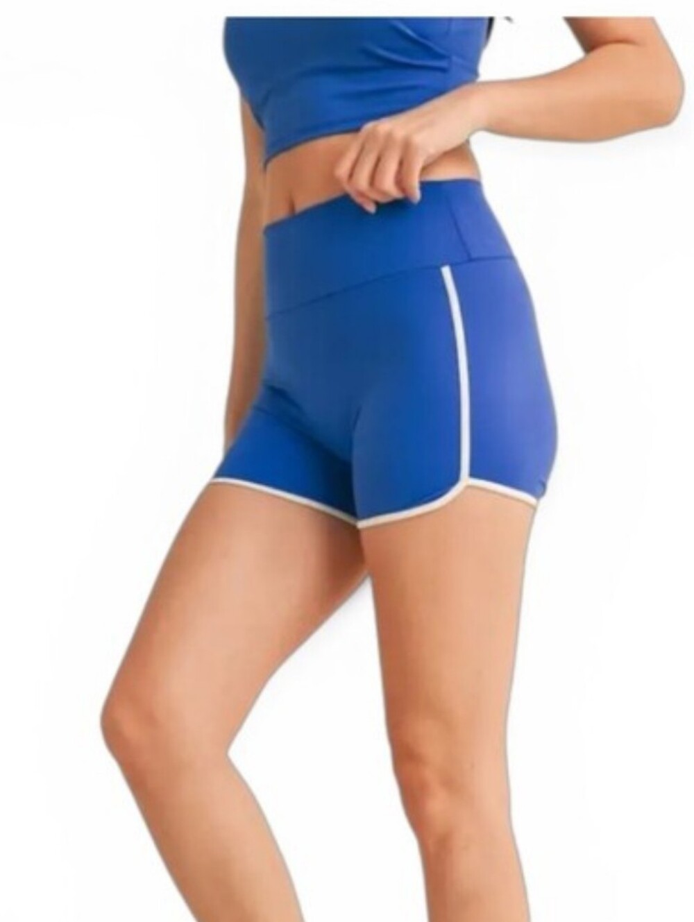 Kimberly High-waisted Contrast Athletic Royal Blue Shorts Womens Size Small